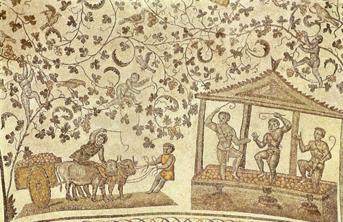 Сбор винограда. Античная мозаика